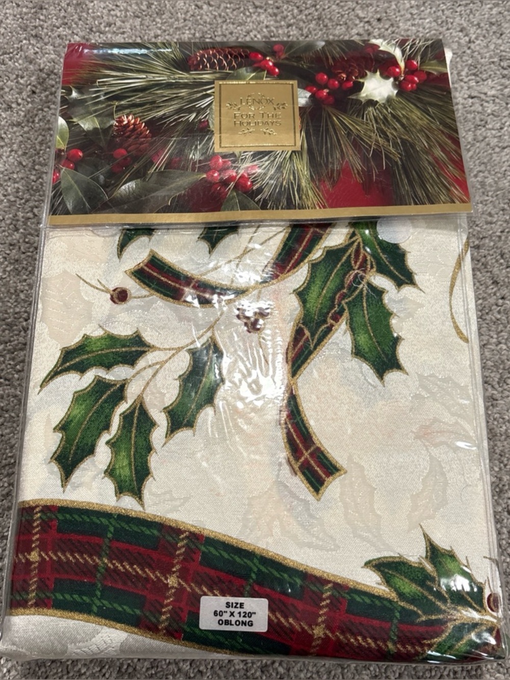 Lenox Christmas For the Holidays Tablecloth Holiday Nouveau Oblong 60x120” NEW